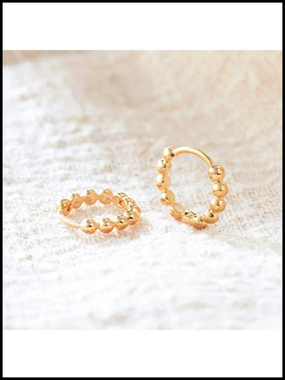 14K Gold Plated Beaded Huggie Hoop Earrings Dainty Hypoallergenic Jewelry for